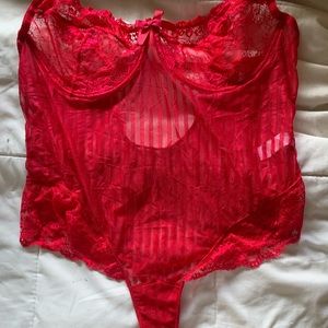 red lingerie bodysuit